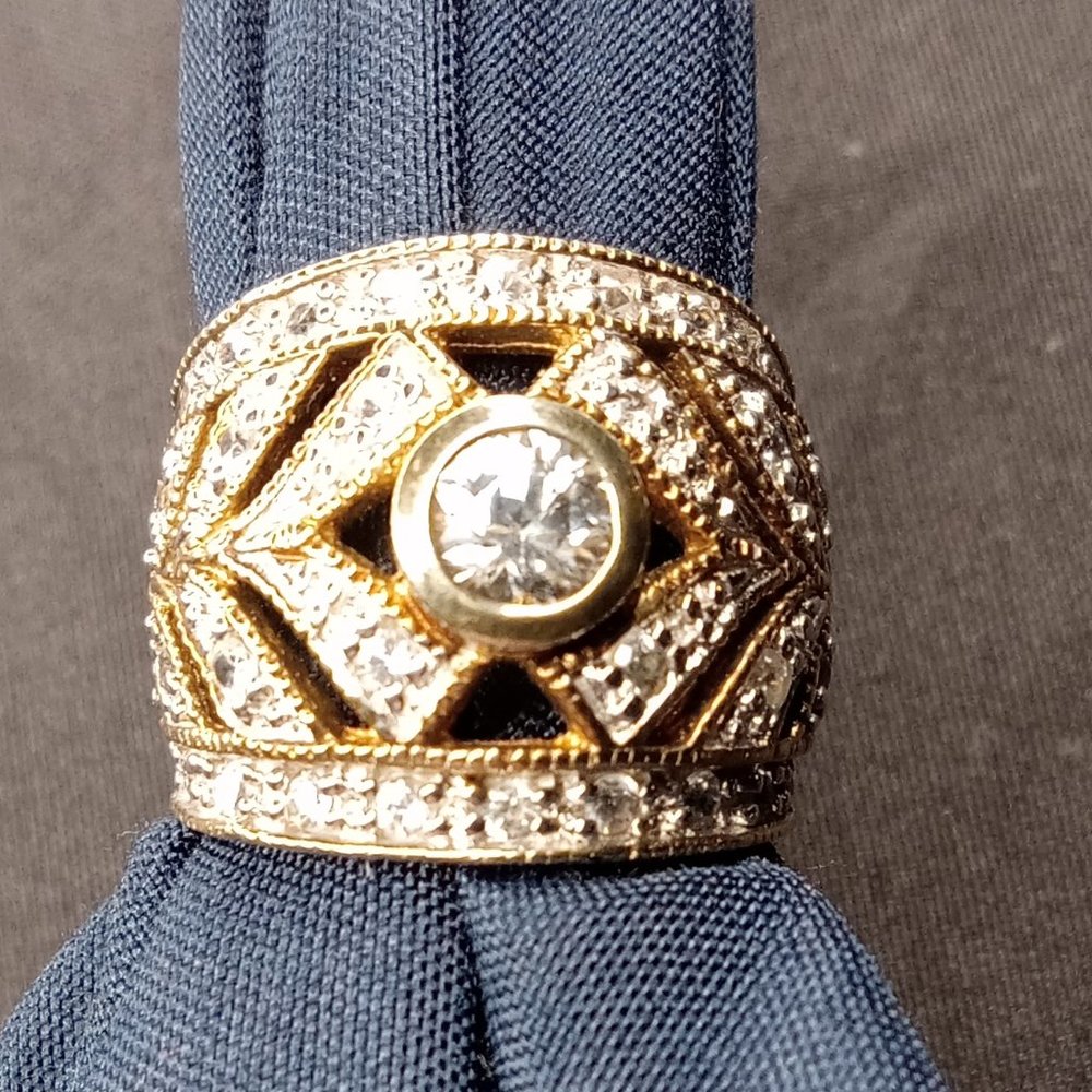 925 Sterling Silver White Sapphire Vermeil Coated Ring